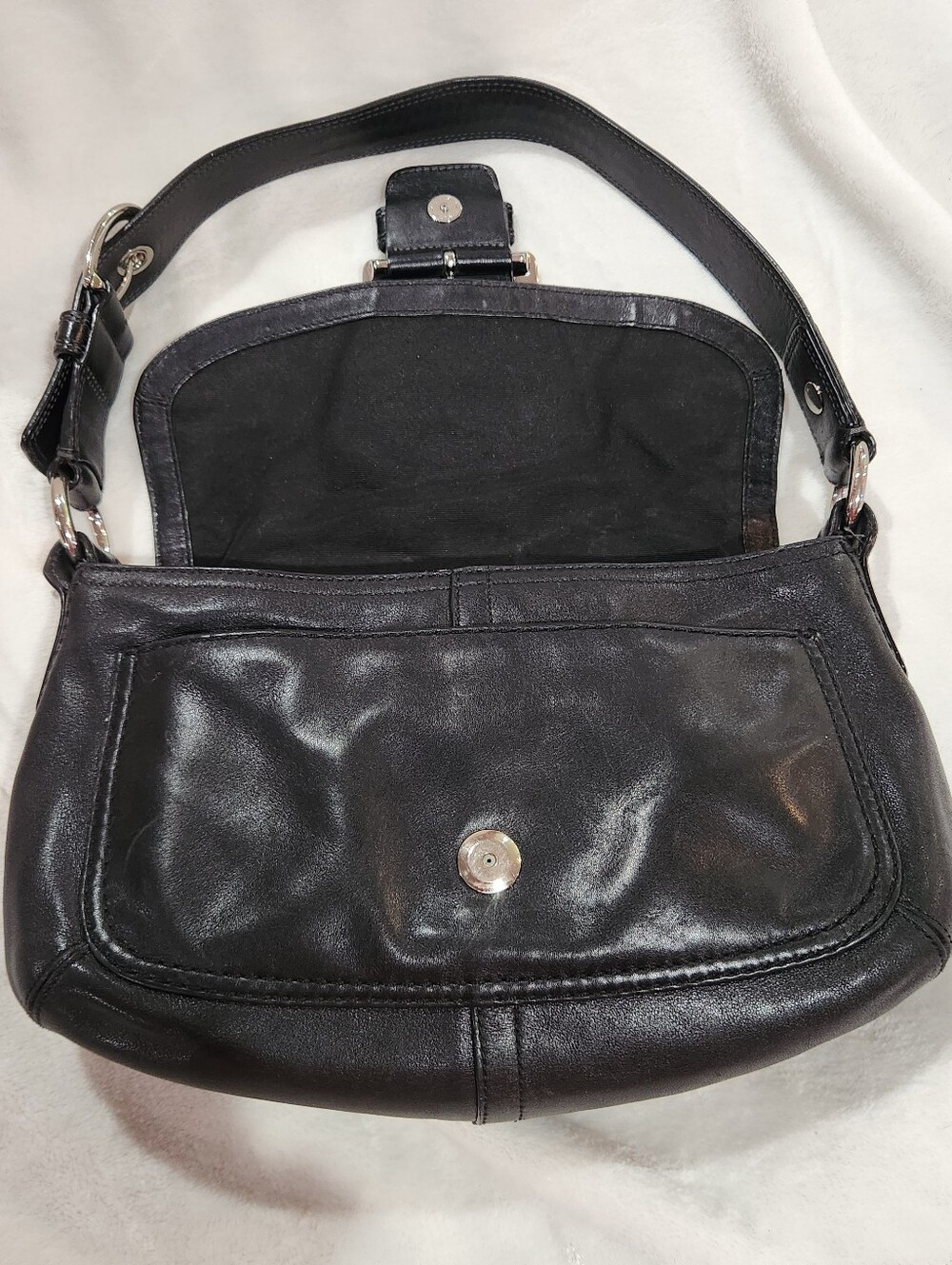 Coach Shoulder Soho Saddle Black Leather Bag, Vintage - Picture 3 of 13